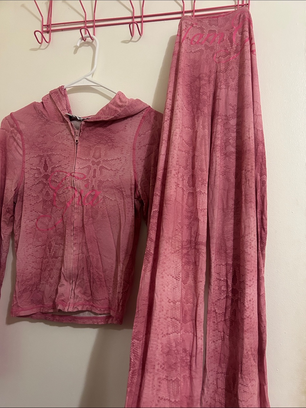 I.AM.GIA Pink Zip-Front Velour Hoodie Set